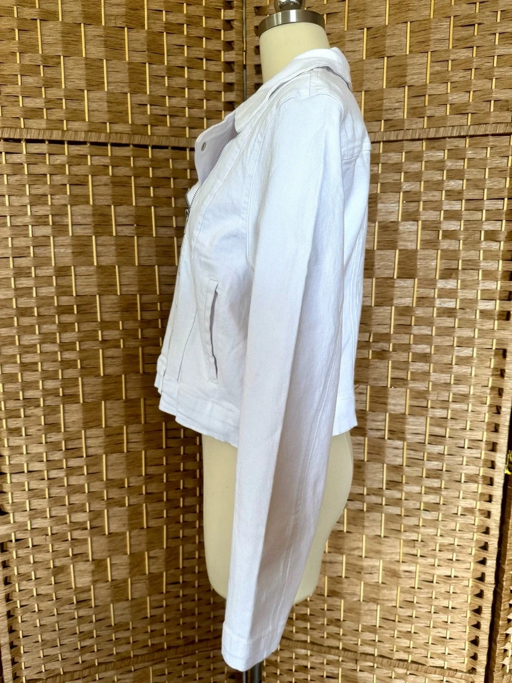 NWT Steve Madden white denim moto jacket L - Picture 9 of 14